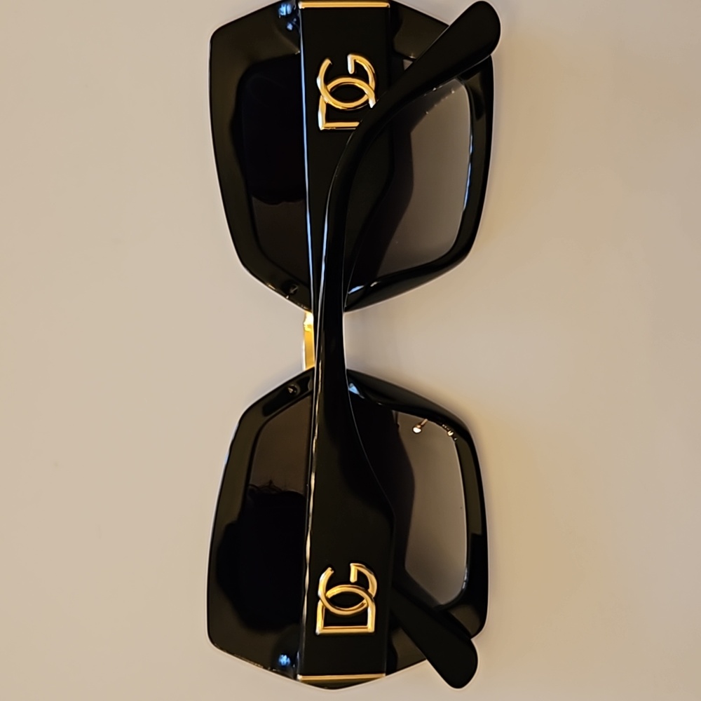 Dolce & Gabbana Black and Gold Sunglasses with Box, Case, Pouch,Care Booklet - Picture 8 of 13